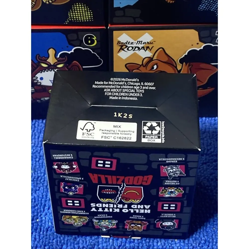 NEW Hello Kitty 2026 Godzilla Set of 8 McDonald Happy Meal Figure COMPLETE Box